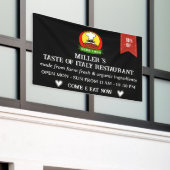 Black Custom Logo Restaurant Cafe Bar & Grill Spandoek (Buitenkant Gebouw)