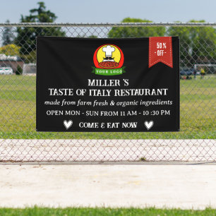 Black Custom Logo Restaurant Cafe Bar & Grill Spandoek