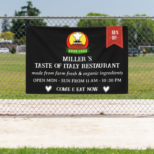 Black Custom Logo Restaurant Cafe Bar & Grill Spandoek (Insitu)