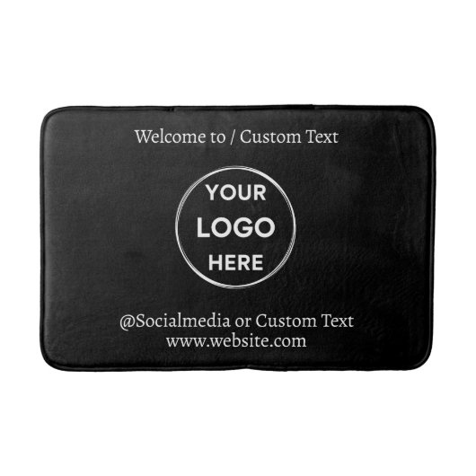 Black Custom Logo Text Modern Minimal Business Badmat (Voorkant)