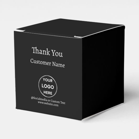 Black Custom Logo Text Modern Minimal Business Bedankdoosjes (Voorkant Zijde)