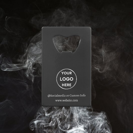 Black Custom Logo Text Modern Minimal Business Creditkaart Flessenopener