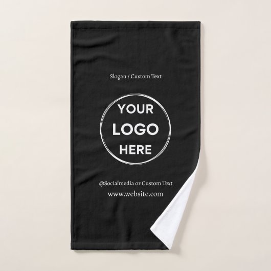Black Custom Logo Text Modern Minimal Business Handdoek (Handdoek)