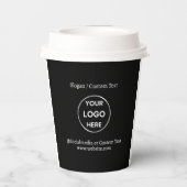 Black Custom Logo Text Modern Minimal Business Papieren Bekers (Achterkant)