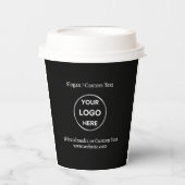 Black Custom Logo Text Modern Minimal Business Papieren Bekers (Voorkant)