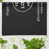 Black Custom Logo Text Modern Minimal Business Theedoek (Gevouwen)