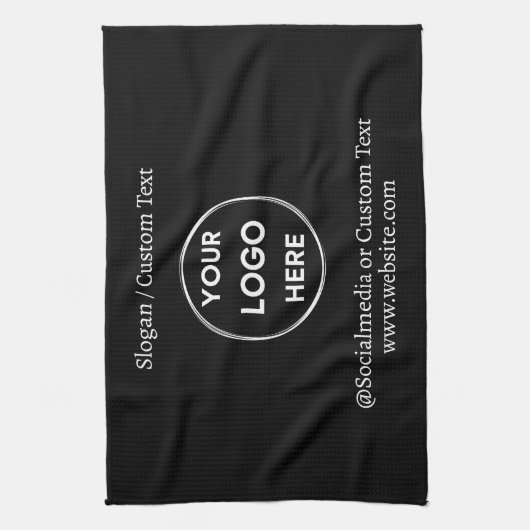 Black Custom Logo Text Modern Minimal Business Theedoek (Verticaal)