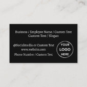 Black Custom Logo Text Modern Minimal Business Visitekaartje (Achterkant)