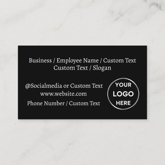 Black Custom Logo Text Modern Minimal Business Visitekaartje (Achterkant)