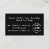 Black Custom Logo Text Modern Minimal Business Visitekaartje (Voorkant)