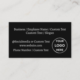 Black Custom Logo Text Modern Minimal Business Visitekaartje