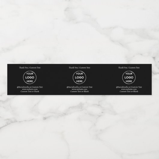 Black Custom Logo Text Modern Minimal Business Waterfles Etiket (Enkel label)