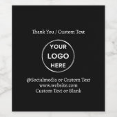 Black Custom Logo Text Modern Minimal Business Wijn Etiket (Enkel label)