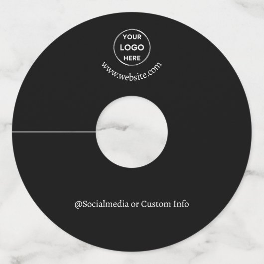 Black Custom Logo Text Modern Minimal Business Wijnglaslabel (Voorkant)