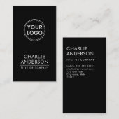 Black custom logo vertical modern minimalist visitekaartje (Voorkant / Achterkant)