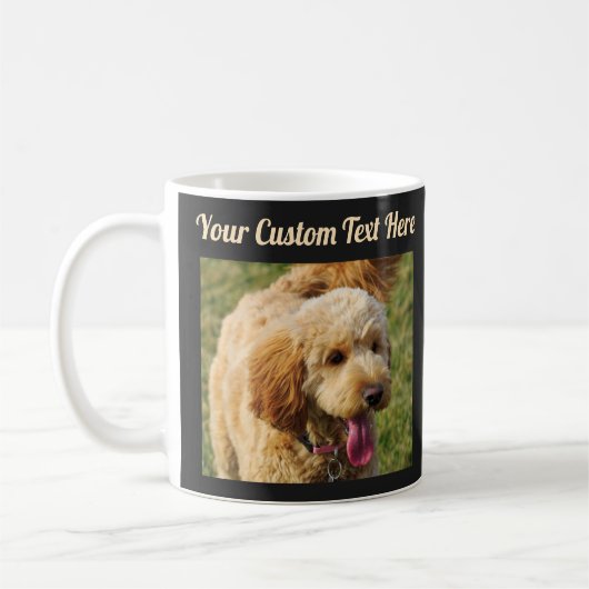 Black Custom Message Goldendole Dog Koffiemok (Links)