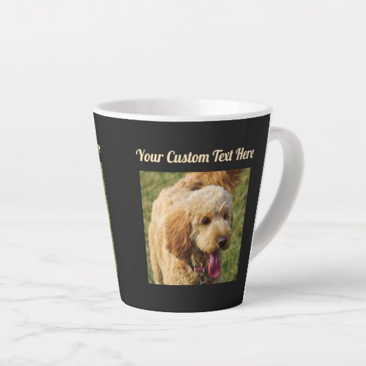Black Custom Message Goldendole Dog Latte Mok (Rechterhoek)