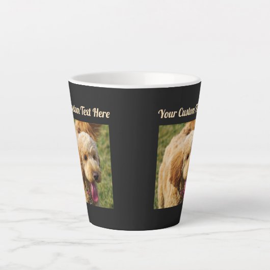Black Custom Message Goldendole Dog Latte Mok (Voorkant)