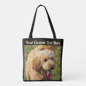 Black Custom Message Goldendole Dog Tote Bag (Achterkant)