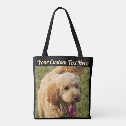 Black Custom Message Goldendole Dog Tote Bag (Achterkant)