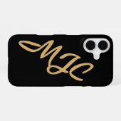 Black Custom Monogram iPhone 16 Hoesje (Achterkant horizontaal)
