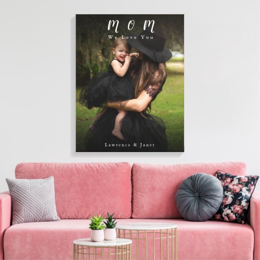 Black Custom Monogramed Photo for the Best Moeder Canvas Afdruk (Insitu (Woonkamer))