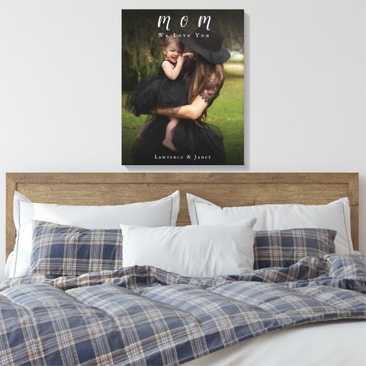 Black Custom Monogramed Photo for the Best Moeder Canvas Afdruk (Insitu (Slaapkamer))