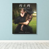 Black Custom Monogramed Photo for the Best Moeder Canvas Afdruk (Insitu (Houten vloer))