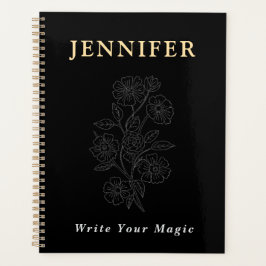 Black Custom Name Notebook – Sleek & Stylish Planner