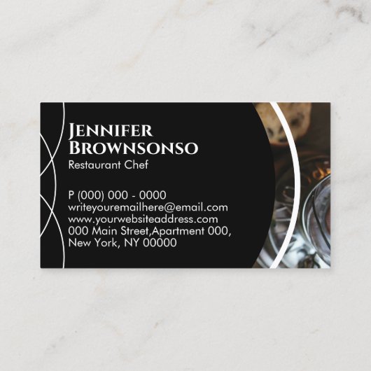 Black Custom Photo Restaurant Cooking Chef Visitekaartje (Achterkant)