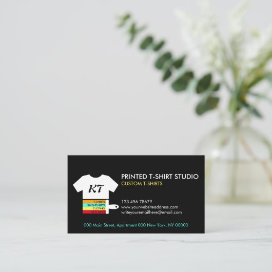 Black Custom T-Shirts Bags Visitekaartje (Staand voorkant)