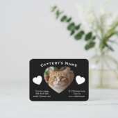 Black Customizable Cattery Business Card  Visitekaartje (Staand voorkant)