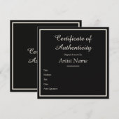 Black Customizable Certificate of Authenticity Notitiekaartje (Voorkant / Achterkant)