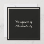 Black Customizable Certificate of Authenticity Notitiekaartje (Achterkant)