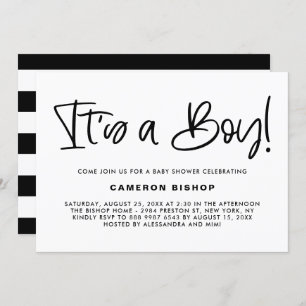 Black Cute Calligraphy Het is een Boy Baby shower Kaart