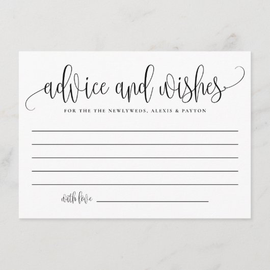 Black Cute Calligraphy Wedding Well Wishes Advieskaart (Voorkant)