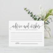 Black Cute Calligraphy Wedding Well Wishes Advieskaart (Staand voorkant)