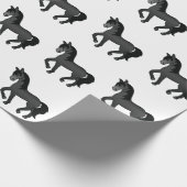 Black Cute Cartoon Trotting Horse Pattern Cadeaupapier (Hoek)