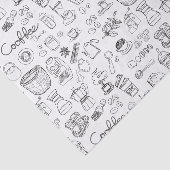 Black Cute Coffee Patroon Tissuepapier (Detail)
