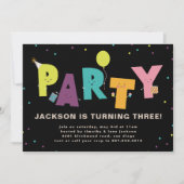 Black Cute Colorful Invitation Briefkaart (Voorkant)