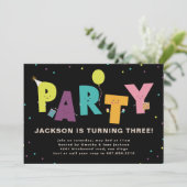 Black Cute Colorful Invitation Briefkaart (Staand voorkant)