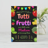 Black Cute Fruits Tutti Frutti Kaart (Staand voorkant)
