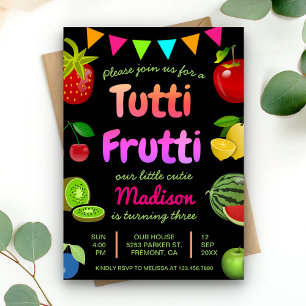 Black Cute Fruits Tutti Frutti Kaart