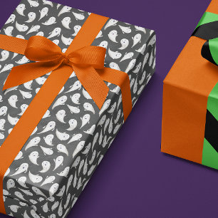 Black Cute Ghosts Halloween Wrapping Paper Cadeaupapier
