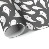 Black Cute Ghosts Halloween Wrapping Paper Cadeaupapier (Rol Hoek)