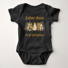 Black Cute Gold Treer Deer Baby eerste kerstmis Romper