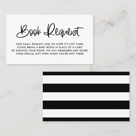 Black Cute Modern Calligraphy Book Request Kaart Visitekaartje (Voorkant / Achterkant)