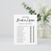 Black Cute Modern Calligraphy Bride of Groom Game Kaart (Staand voorkant)