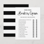 Black Cute Modern Calligraphy Bride of Groom Game Kaart (Voorkant / Achterkant)