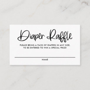 Black Cute Modern Calligraphy Diaper Raffle Games Informatiekaartje